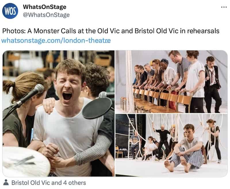 Rehearsal shots from A Monster Calls by Bristol Old Vic