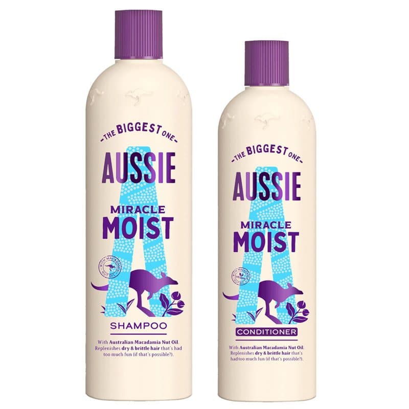 Bottles of 'Aussie Miracle Moist' shampoo and conditioner