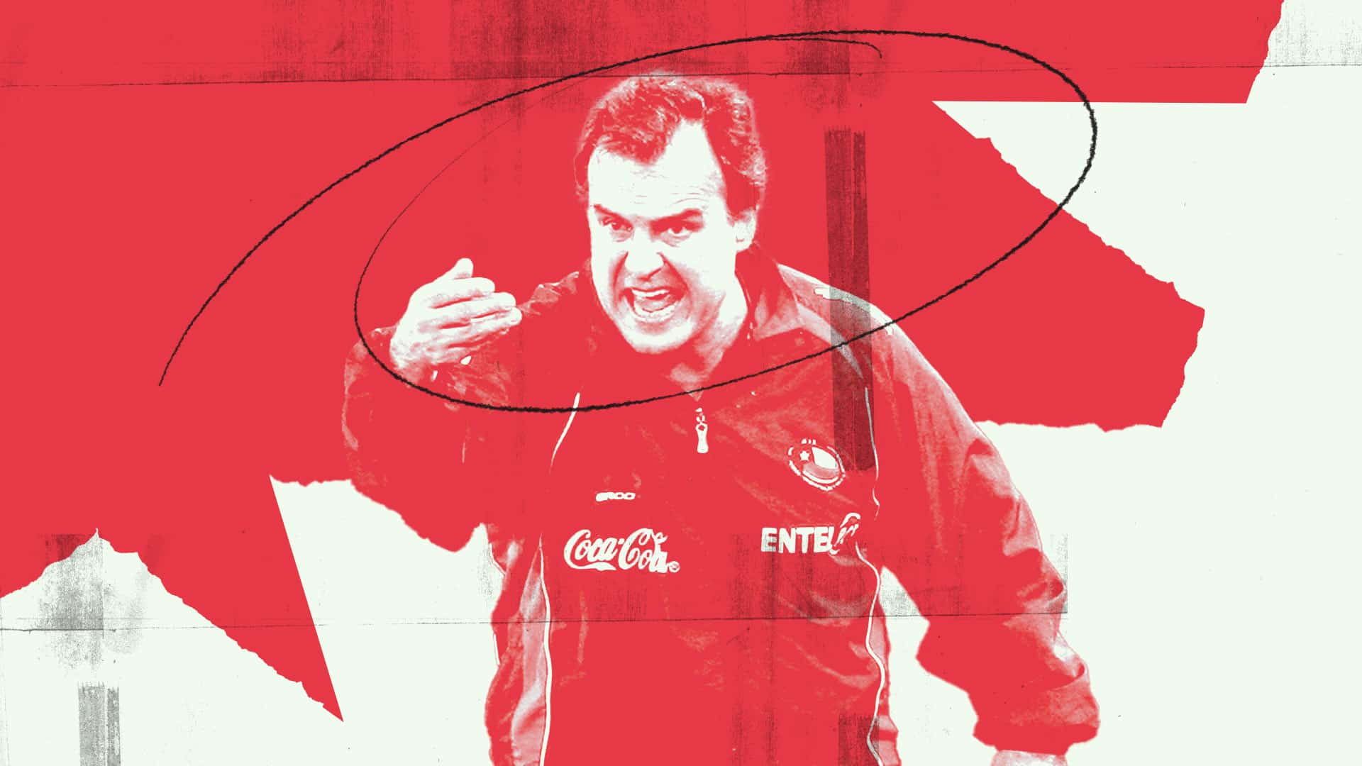 Bielsa as Chile coach, shouting at his players