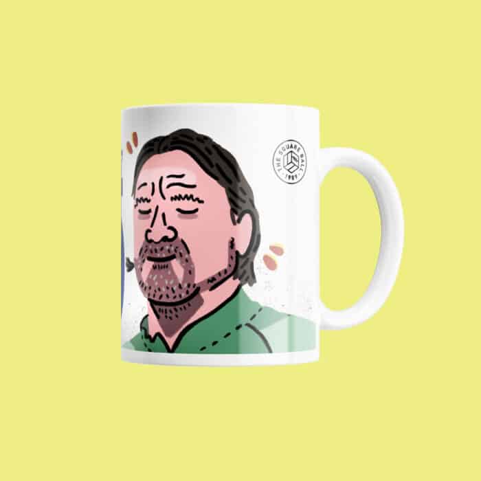 An image showing TSB's Daniel Farke Unbelievable hard mug, with a cartoon drawing of Farke by Arley Byrne