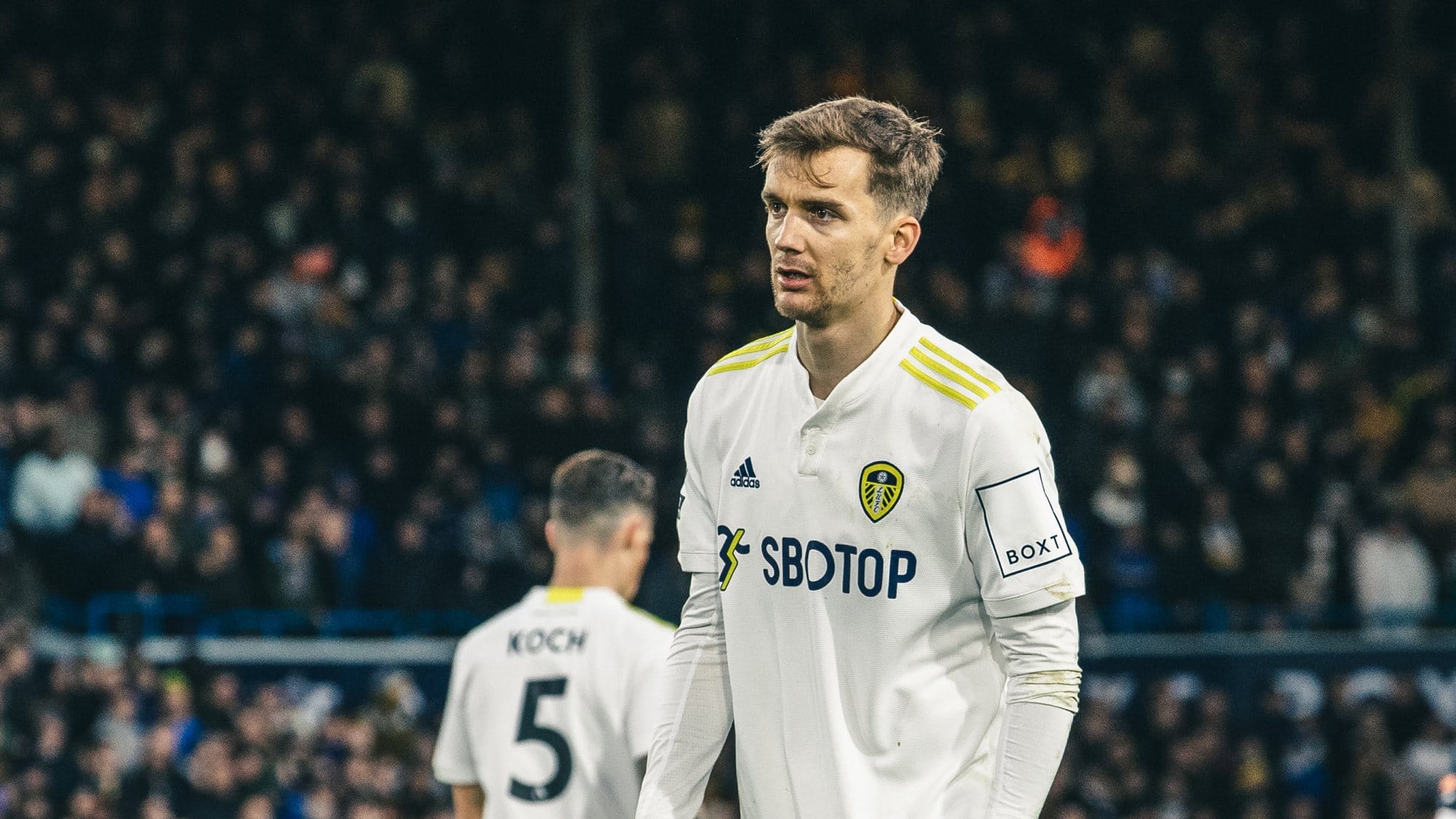 Diego Llorente for Leeds against Newcastle, looking haunted but handsome