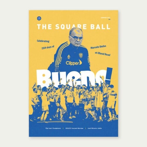 The cover of TSB's 2022 Summer Special, with an image of Marcelo Bielsa above the word 'Bueno'