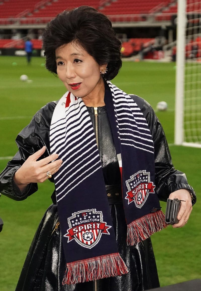 Michelle Kang, owner of the Washington Spirit, wearing one of their scarves