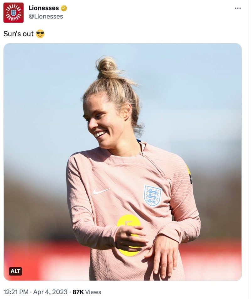 The new Lionesses' training top. Well. At least it's Rachel Daly wearing it