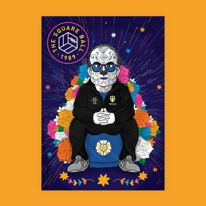 Rhys Lowry's Marcelo Bielsa 'Day of the Dead' artwork for TSB, as a print