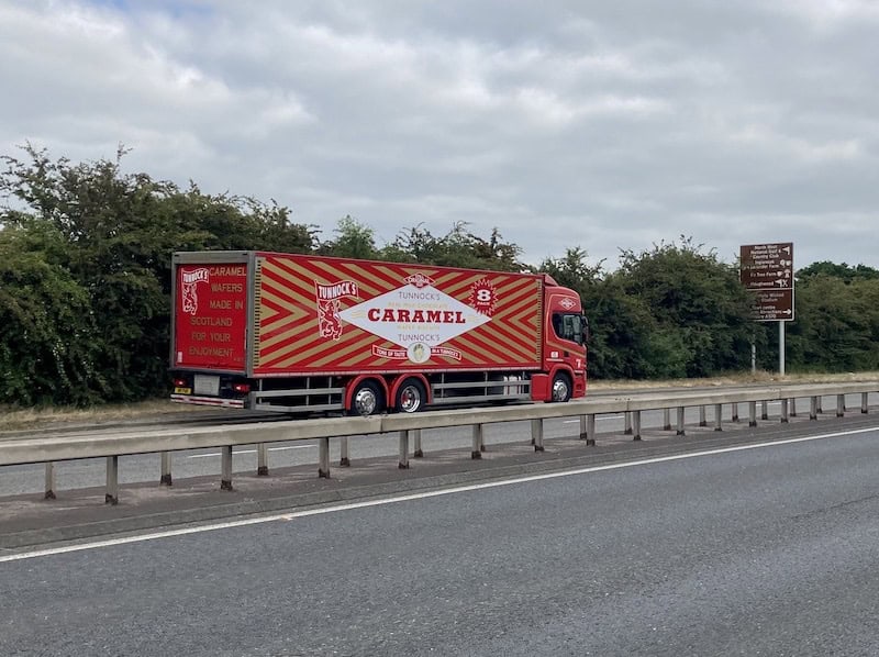 A Tunnocks lorry in the wild