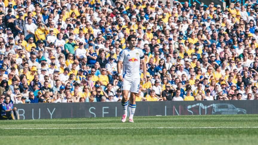 Pascal Struijk looking big and sexy (but not actually that much like a pirate) standing in front of the East Stand during Leeds' win over Hull