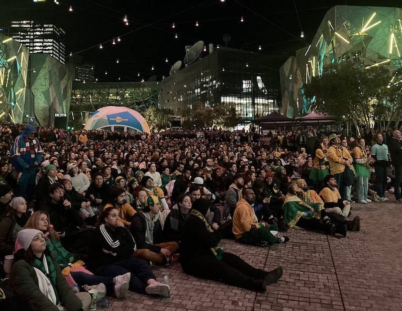 Plenty of Green and gold at Melbourne Fan park