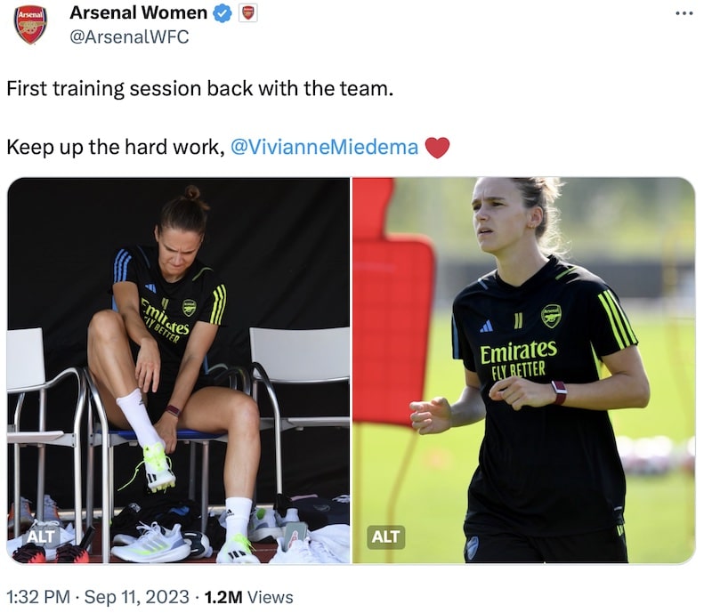 Vivianne Miedema is back in training with Arsenal