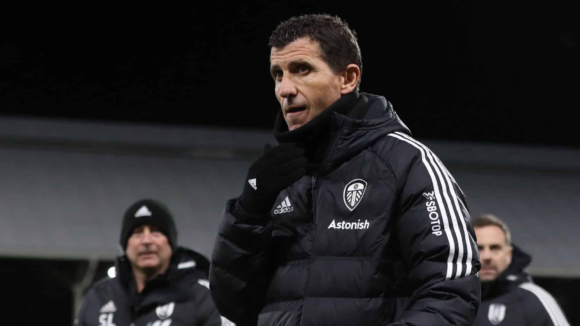 Javi Gracia wrapping up warm in his newest Leeds United training gear, hoping it's not too late
