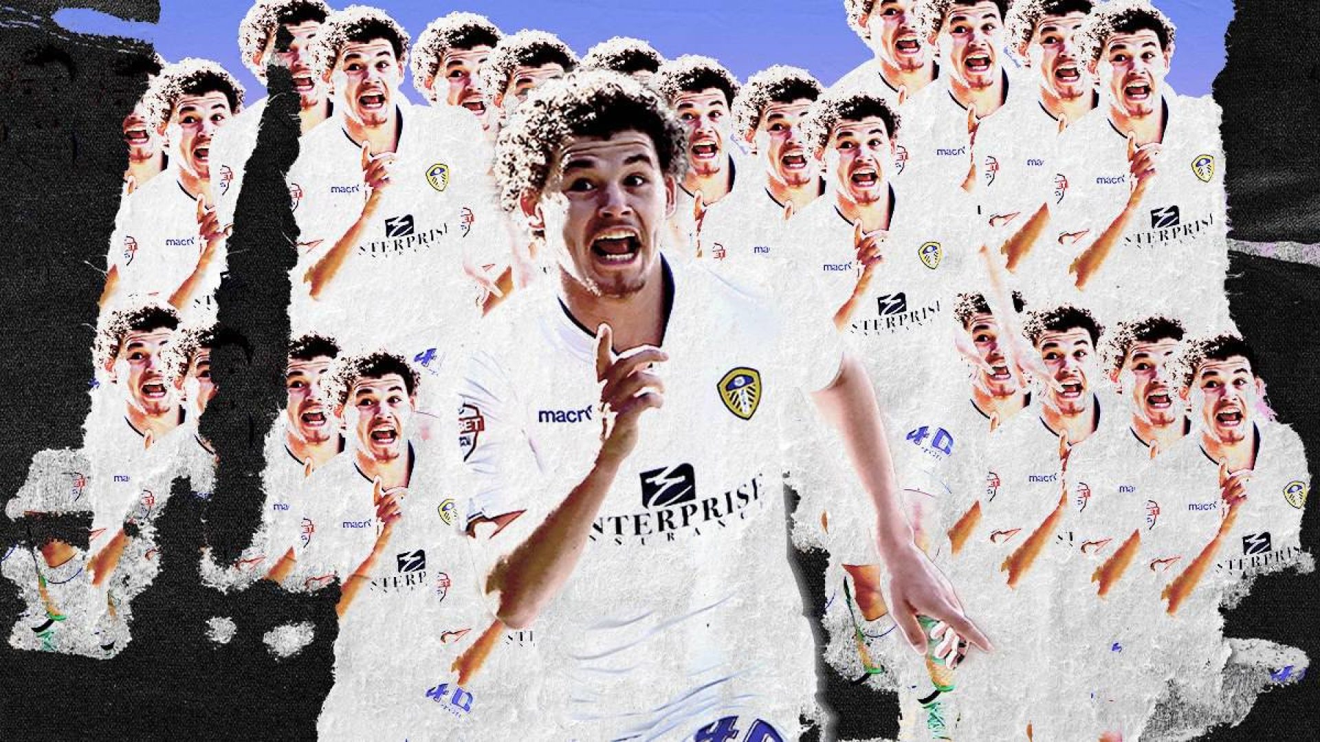 It's young Kalvin Phillips celebrating his debut goal in 2015, but the picture's been done like that one Olivia Rodrigo single