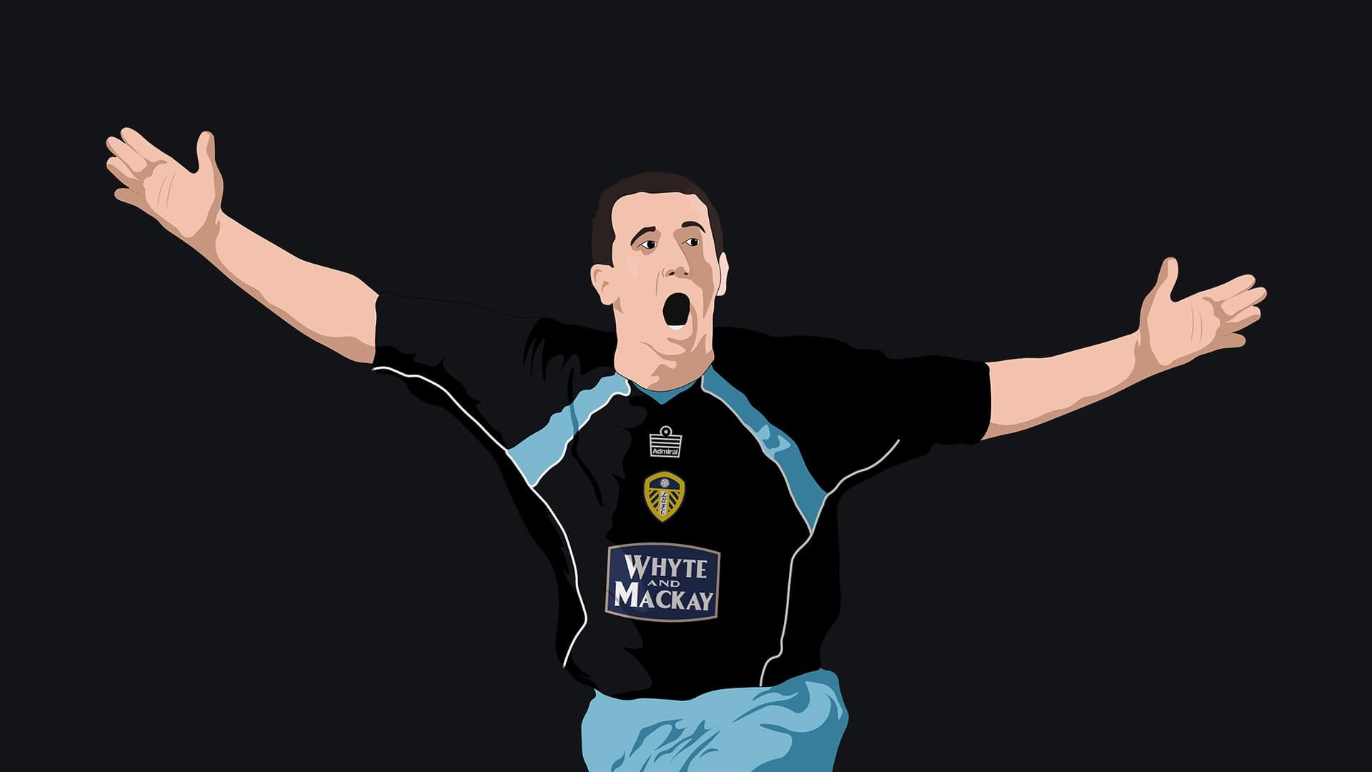 A drawing of Liam Miller celebrating his famous winner at Southampton