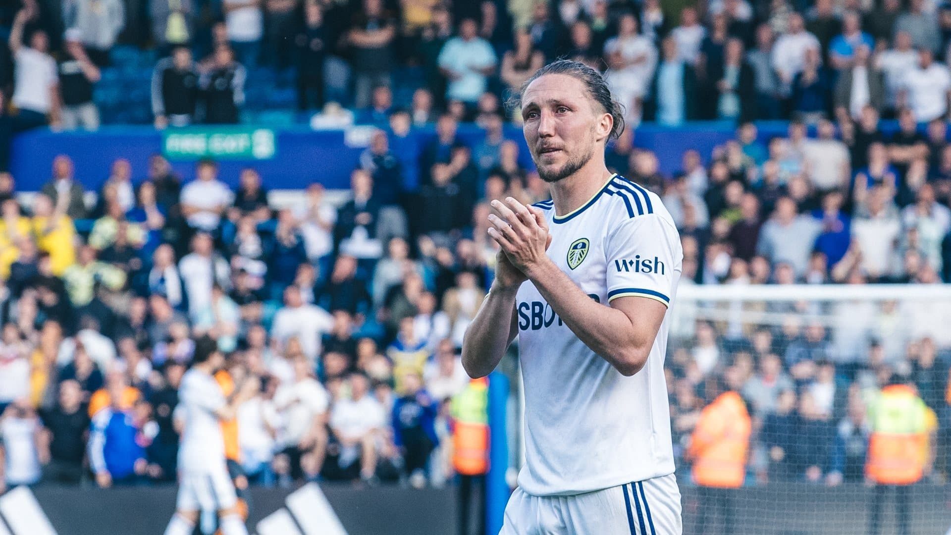 Luke Ayling, looking on the point of tears as he applauds the Kop at the end of the final match against Spurs