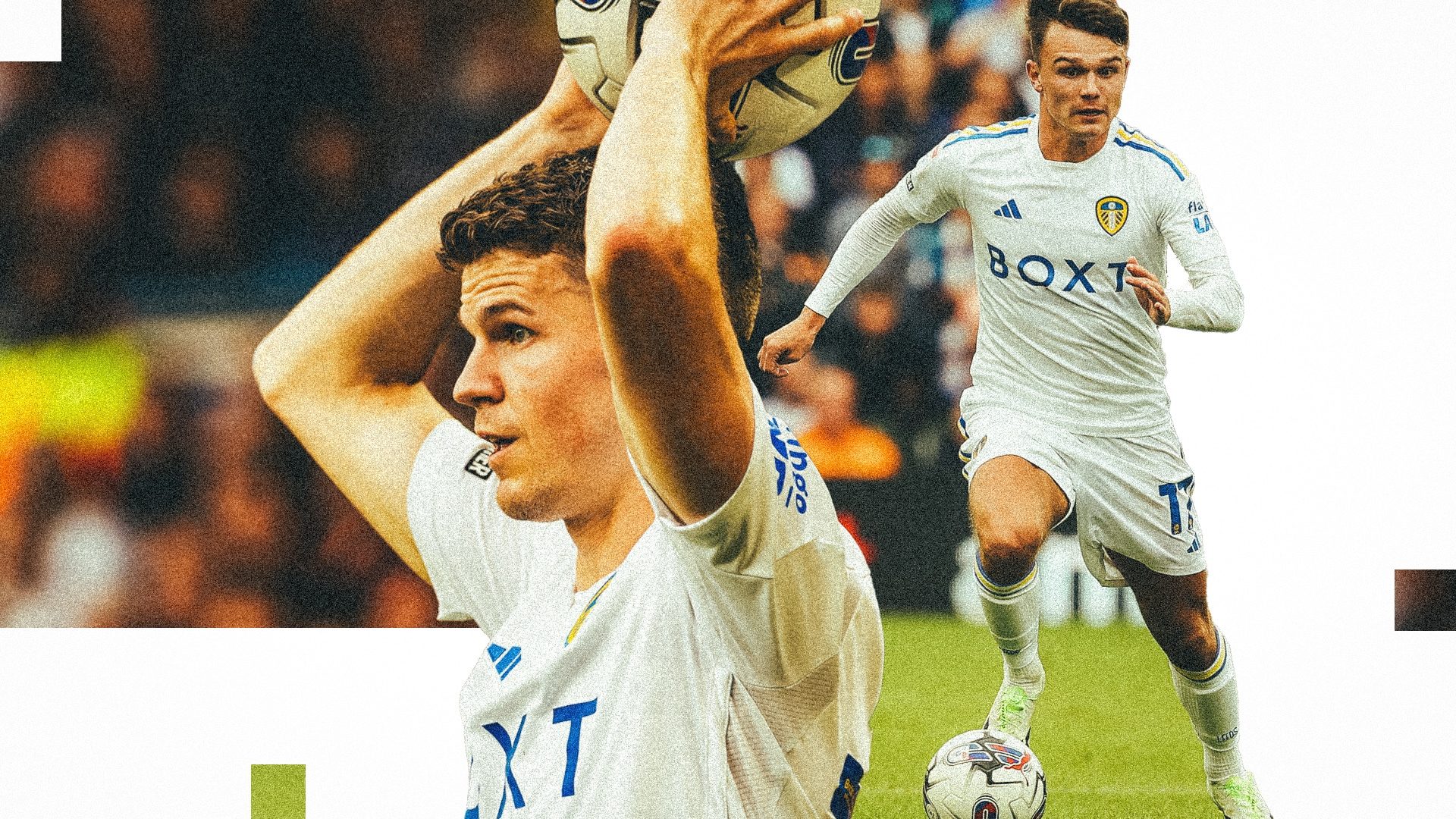 A composite image of two photos, one of Sam Byram taking a throw-in, the other of Jamie Shackleton on the ball. People are already calling them Sammie Shackleram