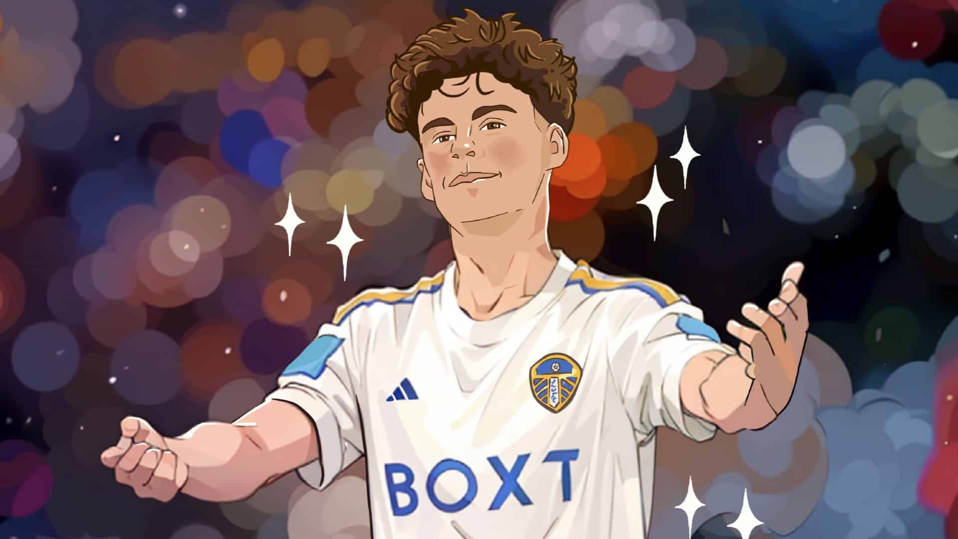 An illustration of a sparkly Archie Gray looking cool in the home kit