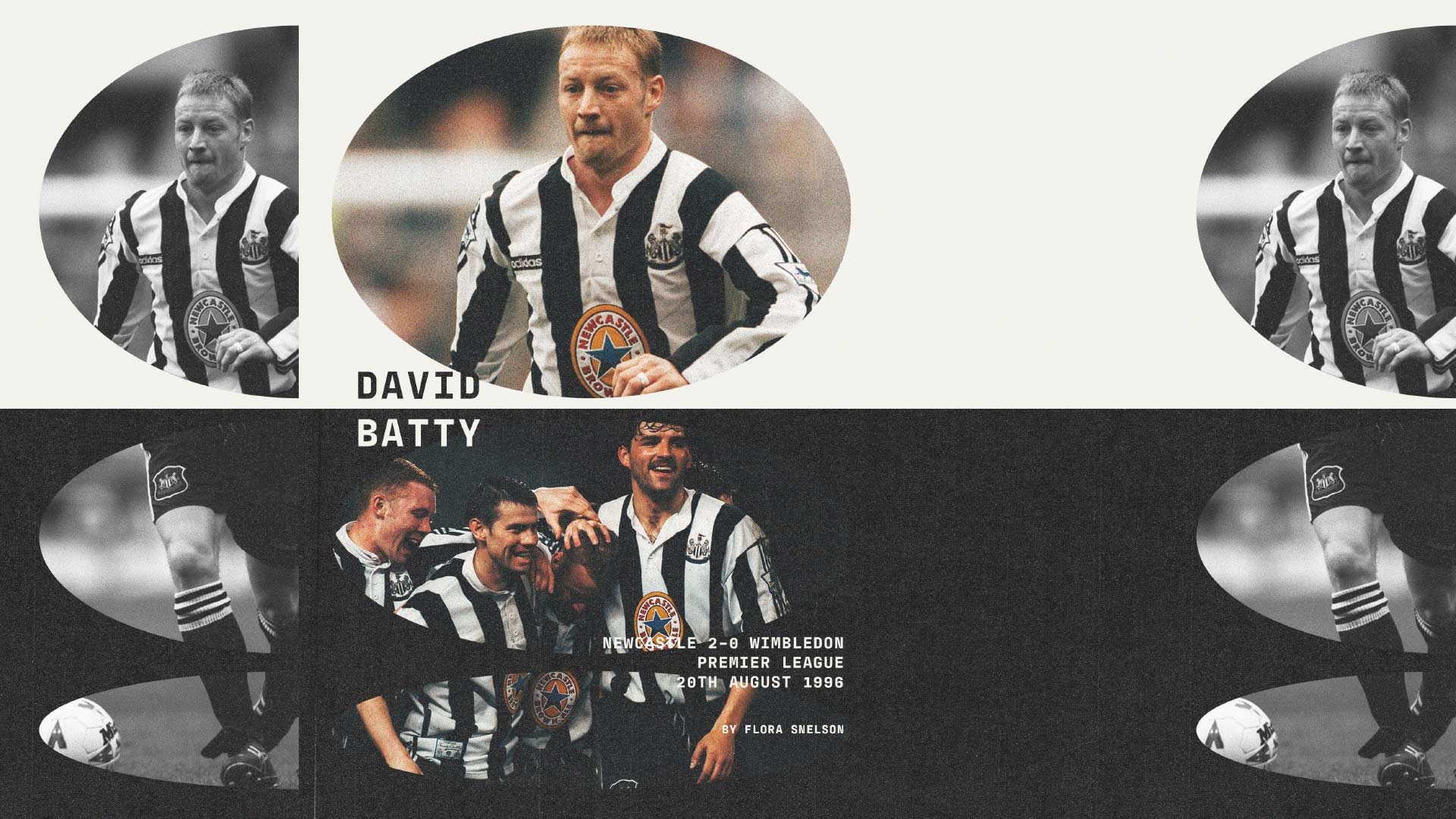 Newcastle players mobbing David Batty after he lobbed Neil Sullivan from 35 yards. Honestly, it happened