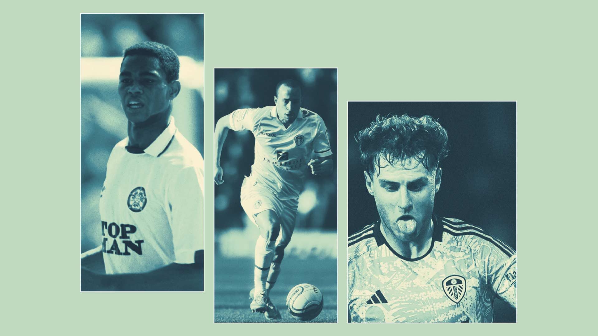 A collection of good, bad, and ugly Spurs loanees playing for Leeds: Chris Fairclough, Andros Townsend, and Joe Rodon (sorry Joe, just keep your tongue in your mouth for once)
