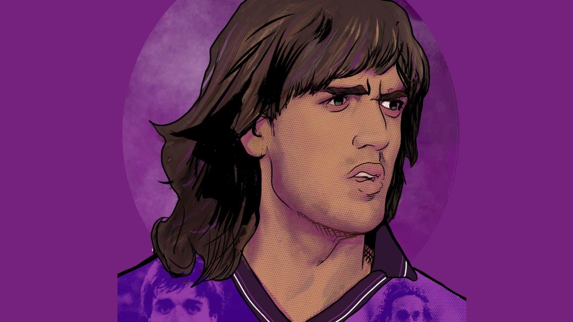 A very purple drawing of Gabriel Batistuta, looking great