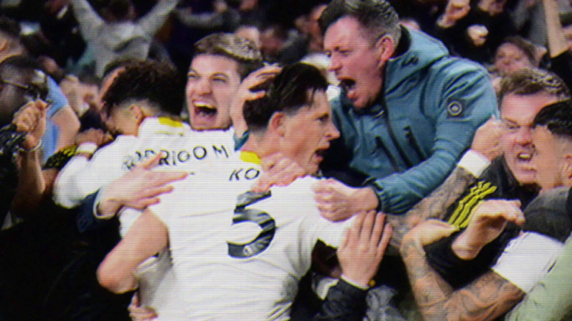 Rodrigo and Koch doing some solid celebrating at Wolves