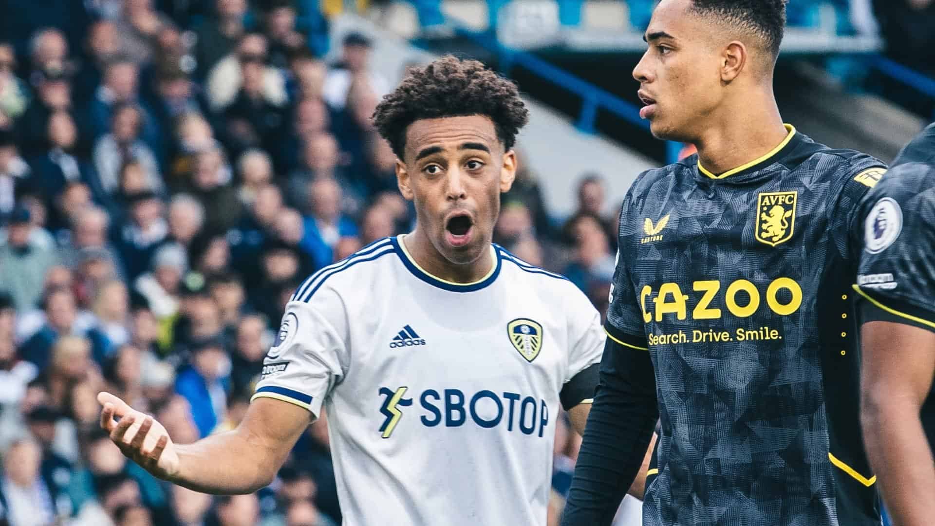 Tyler Adams looks well shocked about something in the game with Villa