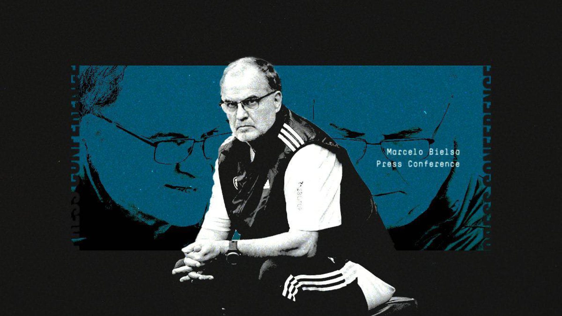 A graphic showing Marcelo Bielsa looking serious