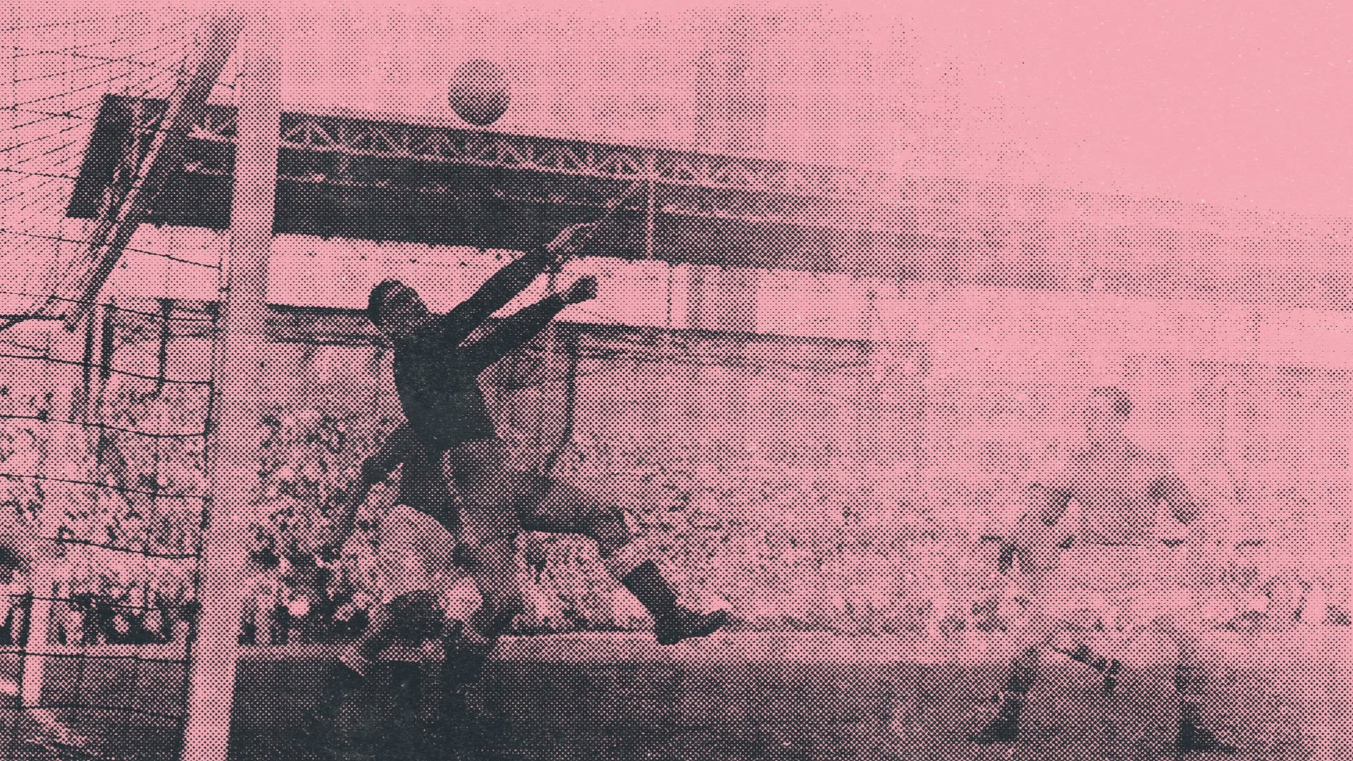 A goalkeeper making a save at Elland Road in the 1950s. We were rubbish in the FA Cup then, too