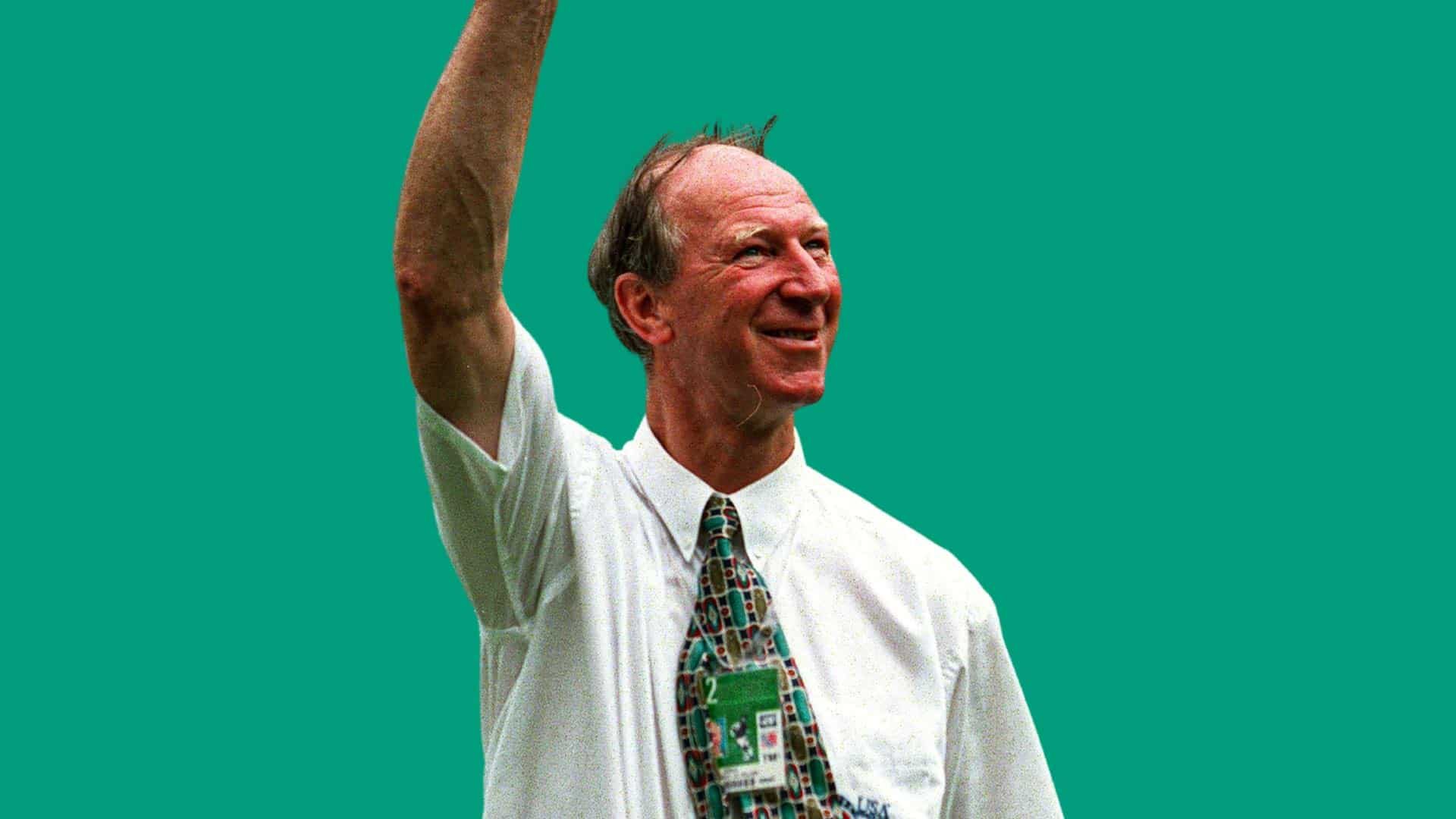 Jack Charlton waving and smiling at the 1994 World Cup