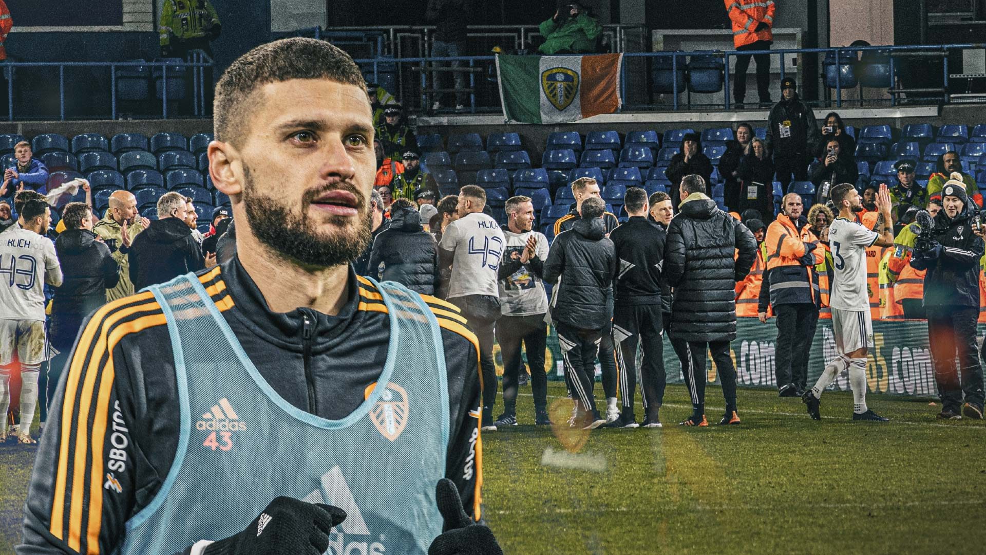 Mateusz Klich in a training bib ahead of his final appearance, and getting a guard of honour as he leaves Elland Road